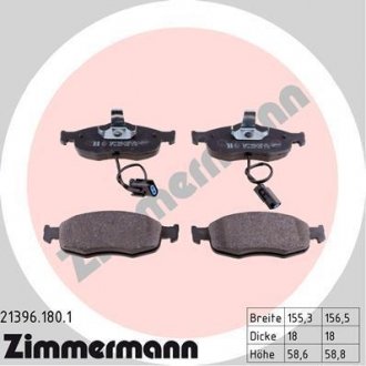 Тормозные колодки, дисковый тормоз (набор) ZIMMERMANN 213961801