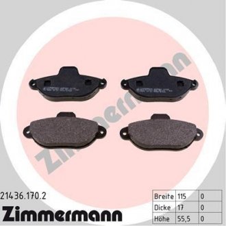 Тормозные колодки, дисковый тормоз (набор) ZIMMERMANN 214361702 (фото 1)
