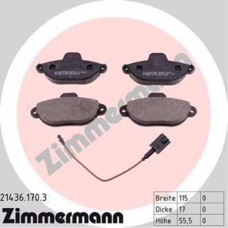 Комплект тормозных колодок, дисковый тормоз ZIMMERMANN 21436.170.3 (фото 1)