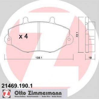 Гальмівні колодки, дискове гальмо (набір) ZIMMERMANN 21469.190.1