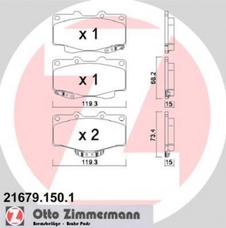 Гальмівні колодки, дискове гальмо (набір) ZIMMERMANN 216791501