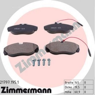 Тормозные колодки, дисковый тормоз (набор) ZIMMERMANN 217971951 (фото 1)