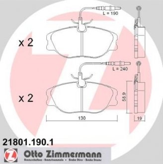 Тормозные колодки, дисковый тормоз (набор) ZIMMERMANN 218011901 (фото 1)