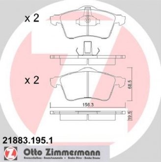 Тормозные колодки, дисковый тормоз (набор) ZIMMERMANN 218831951