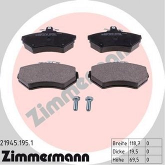 Комплект тормозных колодок, дисковый тормоз ZIMMERMANN 219451951