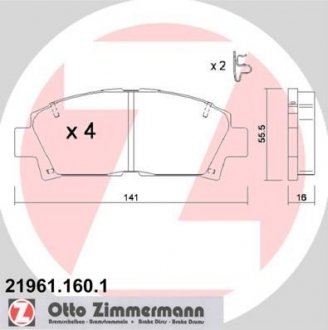 Тормозные колодки, дисковый тормоз (набор) ZIMMERMANN 219611601