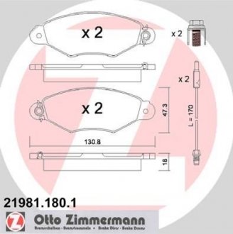 Комплект тормозных колодок, дисковый тормоз ZIMMERMANN 21981.180.1 (фото 1)
