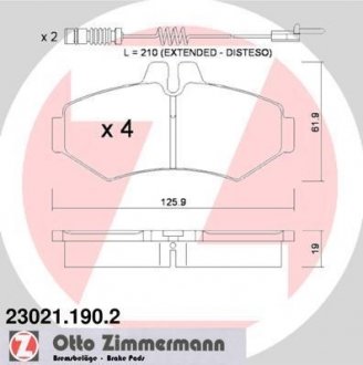 Тормозные колодки, дисковый тормоз (набор) ZIMMERMANN 230211902