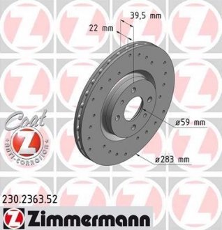 Тормозной диск ZIMMERMANN 230236352 (фото 1)
