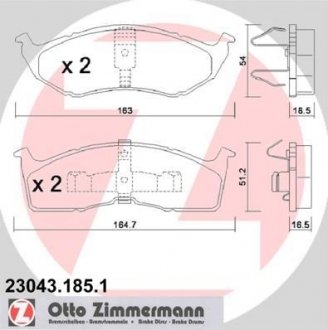 Тормозные колодки, дисковый тормоз (набор) ZIMMERMANN 230431851