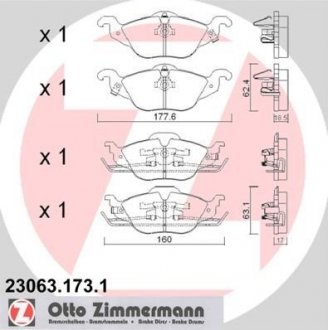 Комплект тормозных колодок, дисковый тормоз 23063.173.1 ZIMMERMANN 230631731