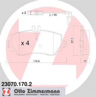 Тормозные колодки, дисковый тормоз (набор) ZIMMERMANN 230701702