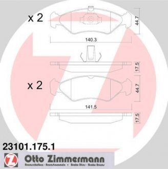 Гальмівні колодки, дискове гальмо (набір) ZIMMERMANN 231011751