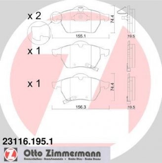 Тормозные колодки, дисковый тормоз (набор) ZIMMERMANN 231161951