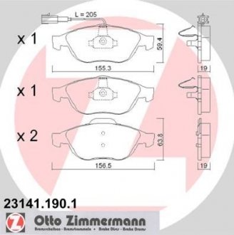 Тормозные колодки, дисковый тормоз (набор) ZIMMERMANN 231411901 (фото 1)