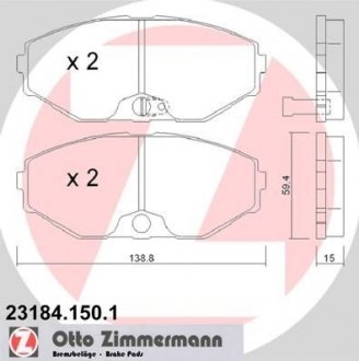 Комплект тормозных колодок, дисковый тормоз ZIMMERMANN 23184.150.1