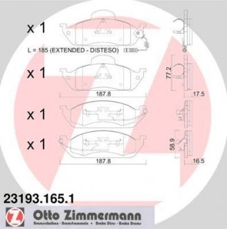 Комплект тормозных колодок, дисковый тормоз ZIMMERMANN 231931651 (фото 1)