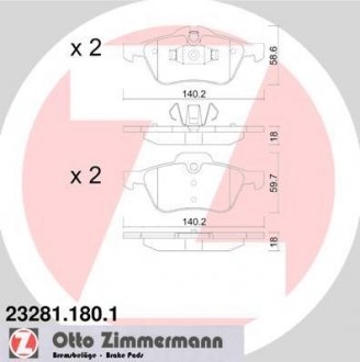 Гальмівні колодки, дискове гальмо (набір) ZIMMERMANN 232811801