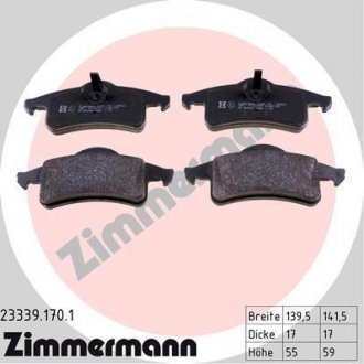 Тормозные колодки, дисковый тормоз (набор) ZIMMERMANN 233391701 (фото 1)