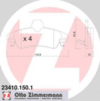 Тормозные колодки, дисковый тормоз (набор) ZIMMERMANN 234101501