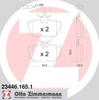 Тормозные колодки, дисковый тормоз (набор) ZIMMERMANN 234461651 (фото 1)