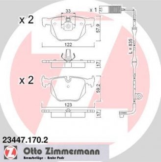 Гальмівні колодки, дискове гальмо (набір) ZIMMERMANN 234471702