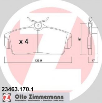 Тормозные колодки, дисковый тормоз (набор) ZIMMERMANN 234631701