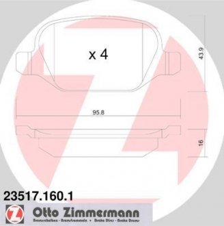 Тормозные колодки, дисковый тормоз (набор) ZIMMERMANN 235171601