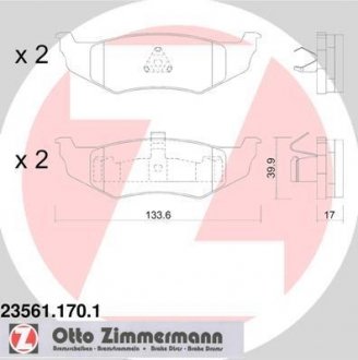 Тормозные колодки, дисковый тормоз (набор) ZIMMERMANN 235611701