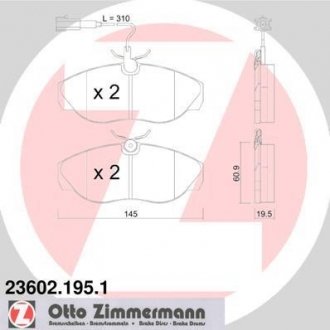 Тормозные колодки, дисковый тормоз (набор) ZIMMERMANN 236021951