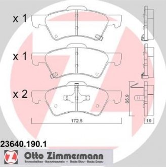 Тормозные колодки, дисковый тормоз (набор) ZIMMERMANN 236401901
