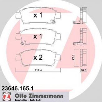 Комплект тормозных колодок, дисковый тормоз ZIMMERMANN 236461651 (фото 1)