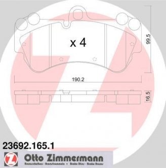 Комплект гальмівних колодок ZIMMERMANN 236921651 (фото 1)