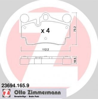 Тормозные колодки, дисковый тормоз (набор) ZIMMERMANN 236941659
