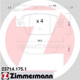 Гальмівні колодки, дискове гальмо (набір) ZIMMERMANN 237141751