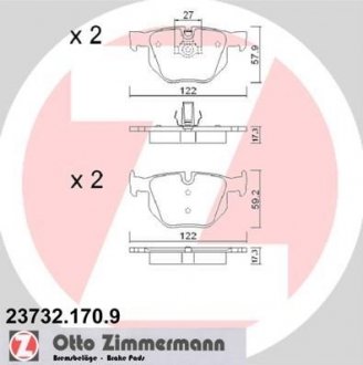 Тормозные колодки, дисковый тормоз (набор) ZIMMERMANN 237321709 (фото 1)