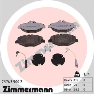 Гальмівні колодки дискові MERCEDES W211 E-KLASA 02- Z CZUJ. ZIMMERMANN 237439002