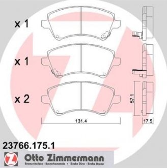 Комплект тормозных колодок, дисковый тормоз ZIMMERMANN 237661751