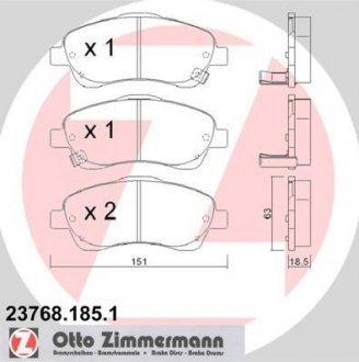 Комплект тормозных колодок, дисковый тормоз ZIMMERMANN 23768.185.1 (фото 1)