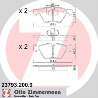 Тормозные колодки, дисковый тормоз (набор) ZIMMERMANN 237932009