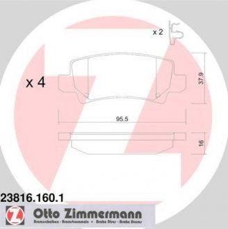 Тормозные колодки, дисковый тормоз (набор) ZIMMERMANN 238161601