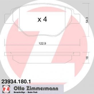 Гальмівні колодки, дискове гальмо (набір) ZIMMERMANN 239341801