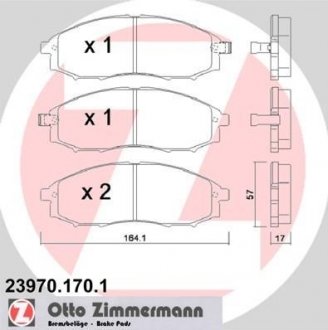 Комплект тормозных колодок, дисковый тормоз ZIMMERMANN 239701701 (фото 1)