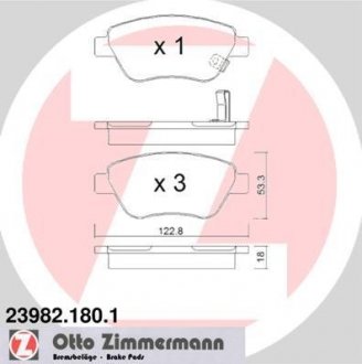 Гальмівні колодки, дискове гальмо (набір) ZIMMERMANN 23982.180.1 (фото 1)