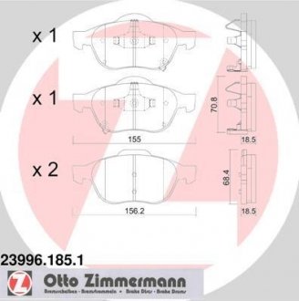 Тормозные колодки, дисковый тормоз (набор) ZIMMERMANN 239961851 (фото 1)