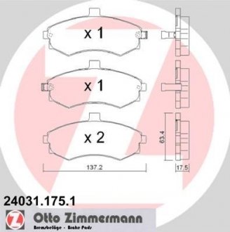 Тормозные колодки, дисковый тормоз (набор) ZIMMERMANN 240311751