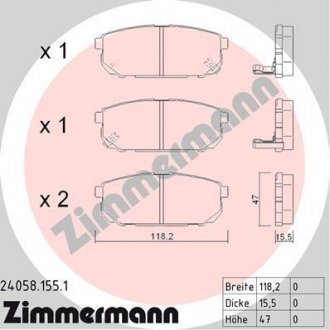 Гальмівні колодки, дискове гальмо (набір) ZIMMERMANN 240581551