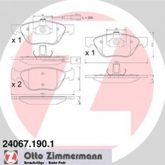 Тормозные колодки, дисковый тормоз (набор) ZIMMERMANN 240671901