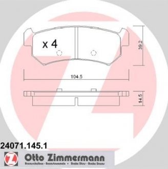 Тормозные колодки, дисковый тормоз (набор) ZIMMERMANN 240711451