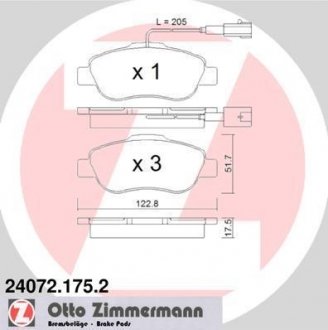 Тормозные колодки, дисковый тормоз (набор) ZIMMERMANN 240721752